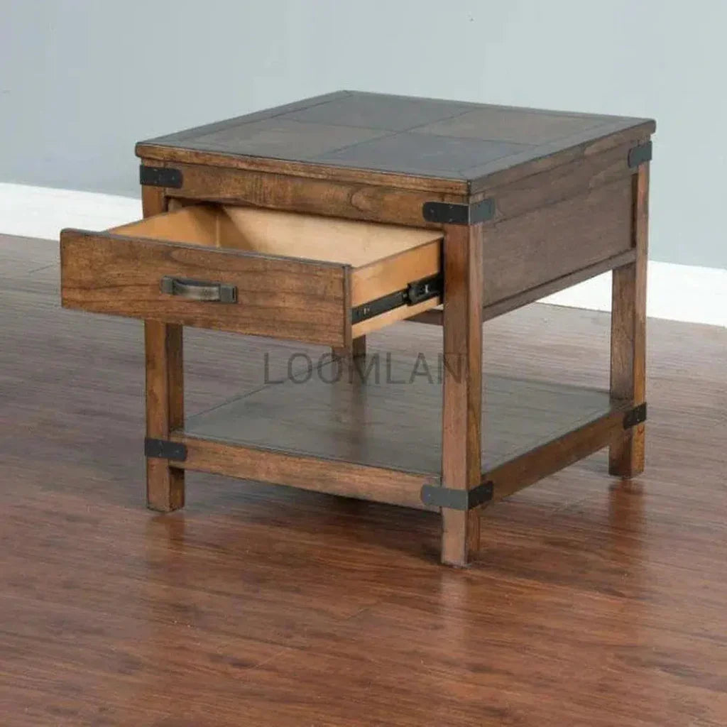 Purposefully Wood End Table 1 Drawer - LOOMLAN - Sunny D - Side Tables