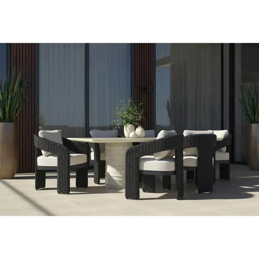 Pylos Fabric Outdoor Dining Armchair-Outdoor Dining Chairs-SUNPAN-LOOMLAN