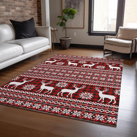 Quaas Red Washable Indoor-Outdoor Rug