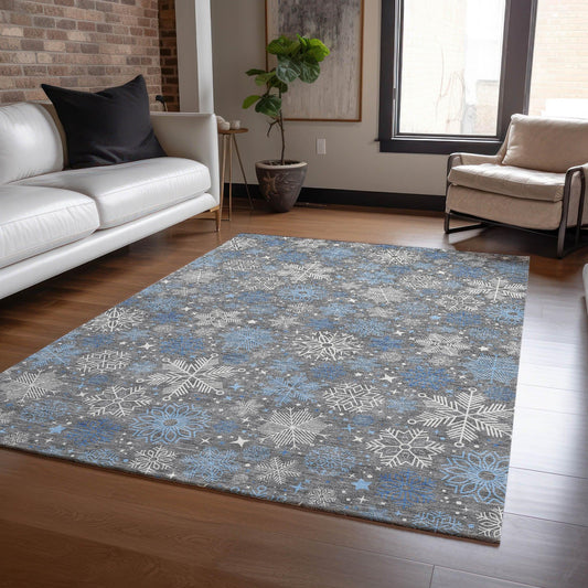 Quaon Gray Washable Indoor-Outdoor Rug