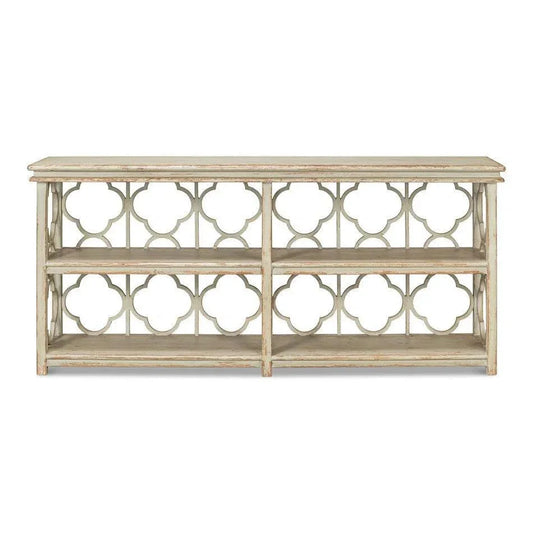 Quatrefoil Bookshelf Console Table Shelves - LOOMLAN - Sarreid - Console Tables