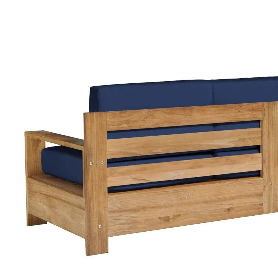 Qube Teak Deep Outdoor Couch Sunbrella Cushions - LOOMLAN - HiTeak - Outdoor Sofas & Loveseats