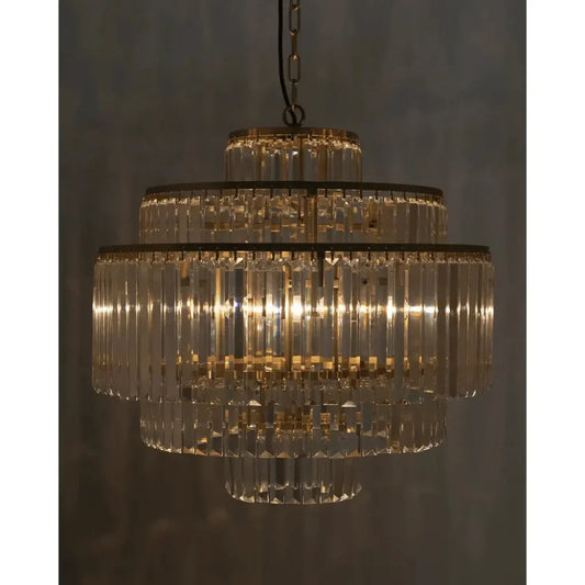 Quintus Metal & Glass Chandelier With Brass - LOOMLAN - Noir - Chandeliers
