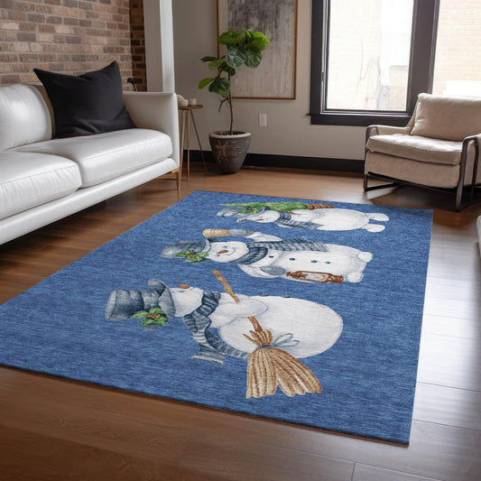 Raeanor Navy Washable Indoor-Outdoor Rug