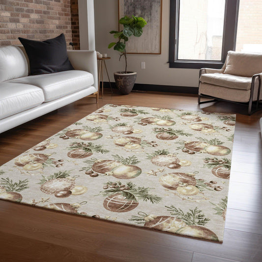 Raearis Brown Washable Indoor-Outdoor Rug