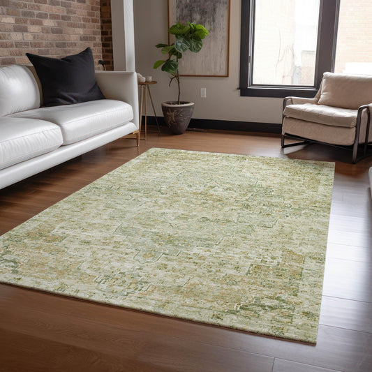 Raeor Green Washable Indoor-Outdoor Rug