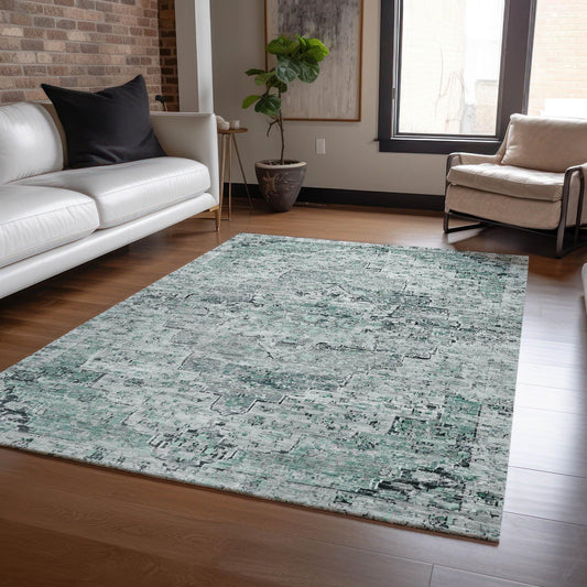 Raeor Teal Washable Indoor-Outdoor Rug
