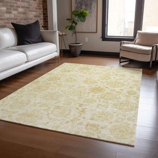 Raeora Gold Washable Indoor-Outdoor Rug