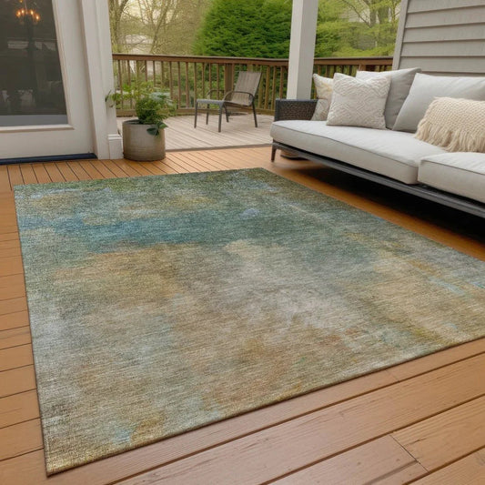 Raffira Green Washable Indoor-Outdoor Rug-Outdoor Rugs-LOOMLAN Rugs-LOOMLAN