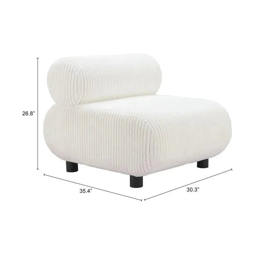 Rahat Wood White Armless Accent Chair - LOOMLAN - Zuo Modern - Club Chairs