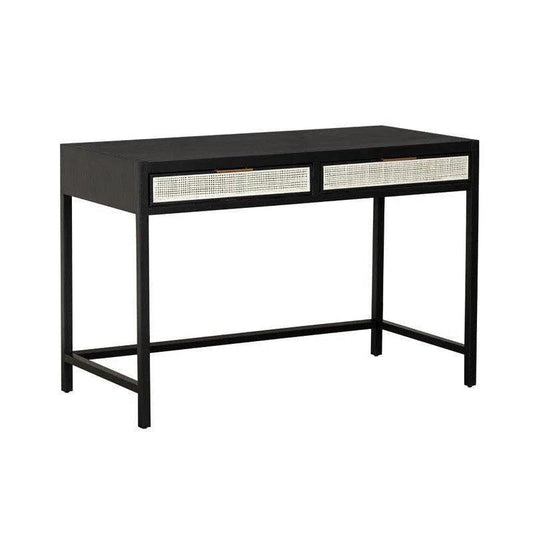 Rattan Desk - Ebony-Home Office Desks-LH Imports-LOOMLAN