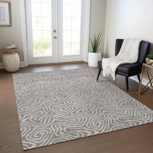 Raya Taupe Washable Indoor-Outdoor Rug-Outdoor Rugs-LOOMLAN Rugs-LOOMLAN