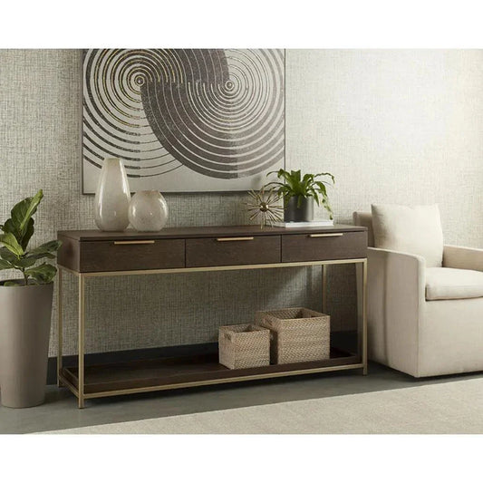 Rebel Rectangular Console Table With Drawers - LOOMLAN - SUNPAN - Console Tables