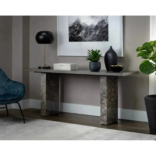 Rebel Wood Topped Rectangular Console Table - LOOMLAN - SUNPAN - Console Tables