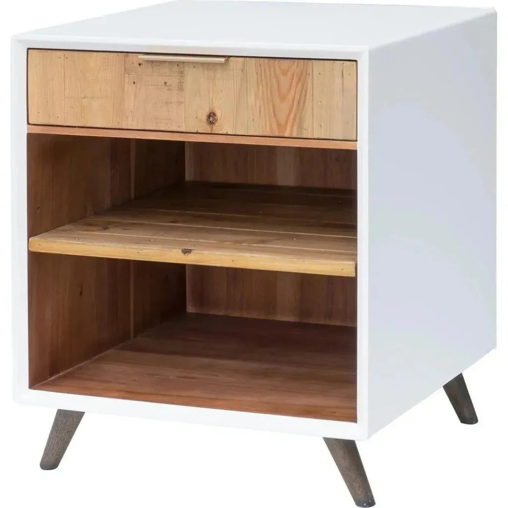 Reclaimed Wood White Casablanca Nightstand - LOOMLAN - LH Imports - Nightstands