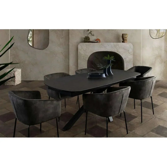 Rectangle Extension Dining Table Black Ceramic GlassLeg-Dining Tables-Diamond Sofa-LOOMLAN