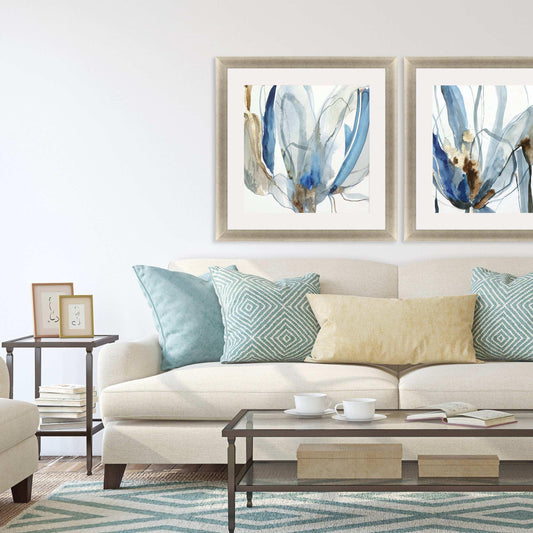 Refined Hand Assembled Blue Framed Wall Art