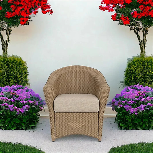 Reflections Wicker Dining Chair Sunbrella Cushion-Outdoor Dining Chairs-Lloyd Flanders-LOOMLAN