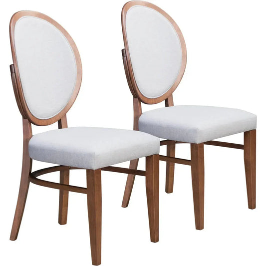Regents Dining Chair 2PC Walnut & Gray - LOOMLAN - Zuo Modern - Dining Chairs