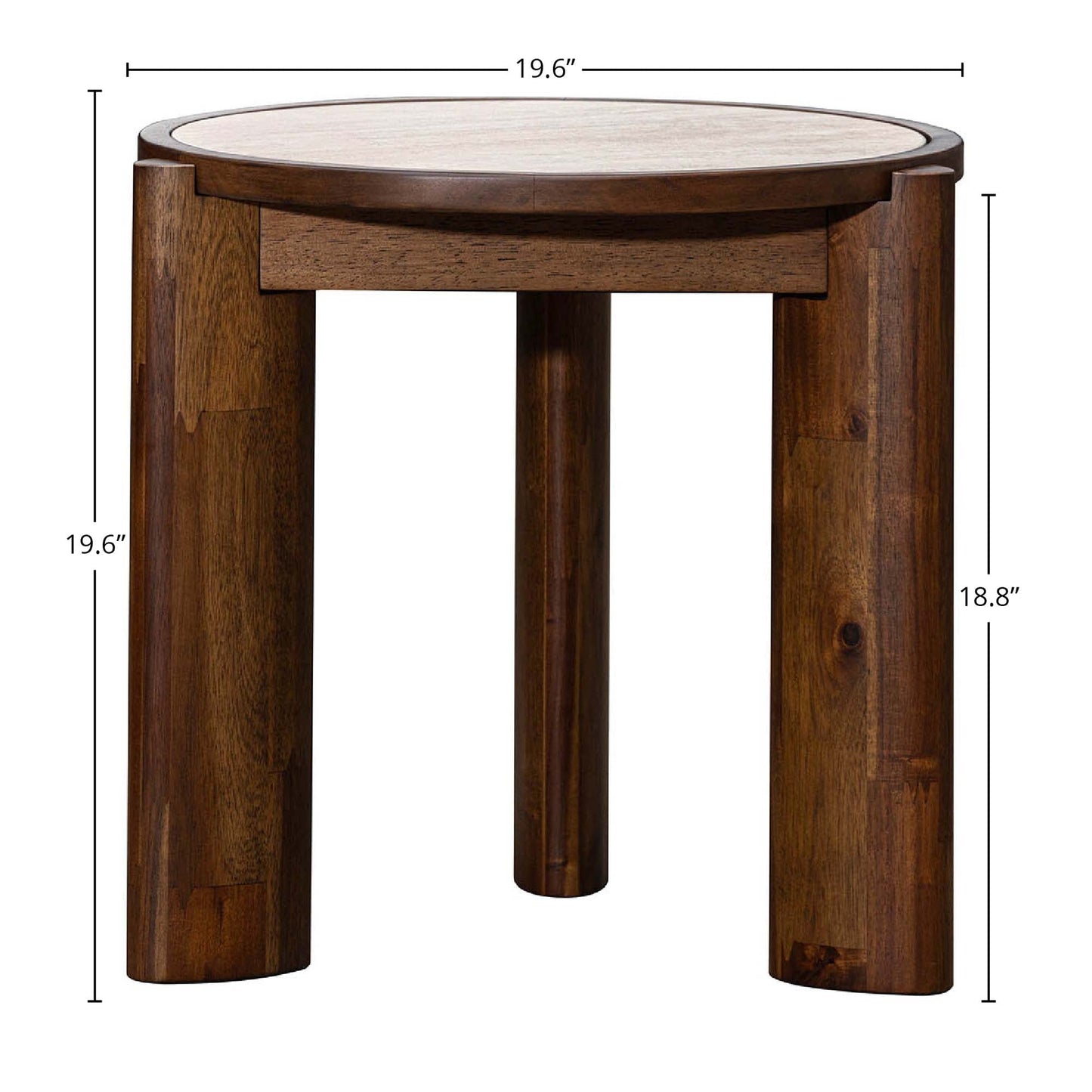 Remix Travertine Top Round Side Table