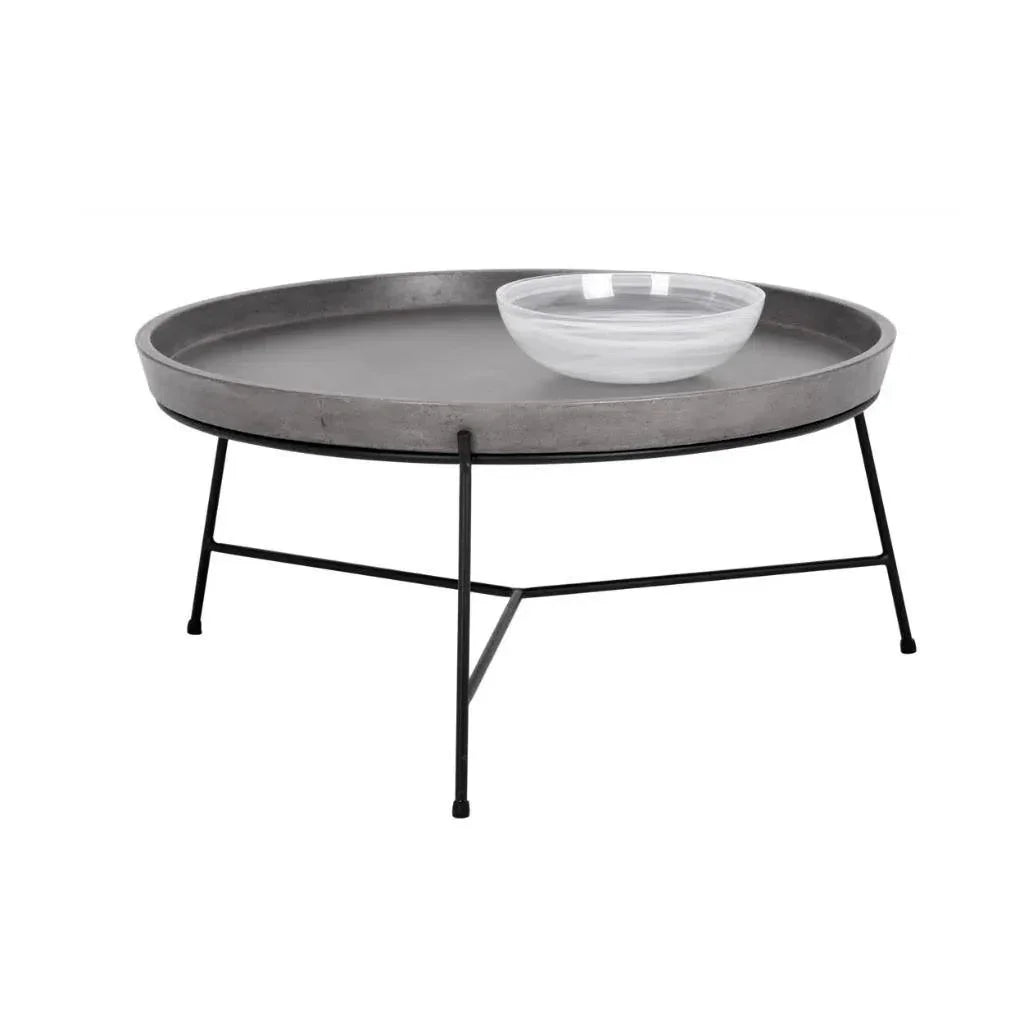 Remy Iron Framed Concrete Round Coffee Table - LOOMLAN - SUNPAN - Coffee Tables