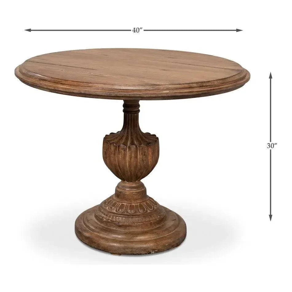 Renaissance Pedestal Round Dining Table Seats 4-Dining Tables-Sarreid-LOOMLAN