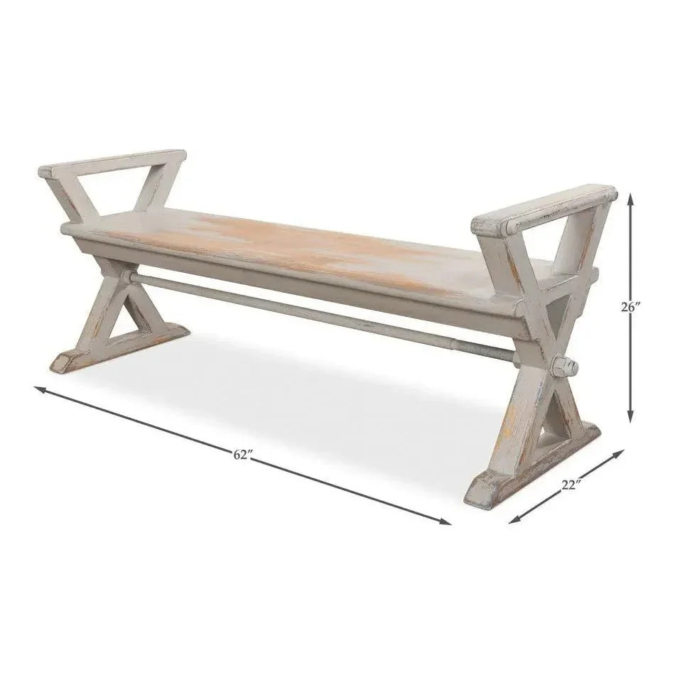 Replica Antique X Bench For Entryway or Kitchen - LOOMLAN - Sarreid - Dining Benches