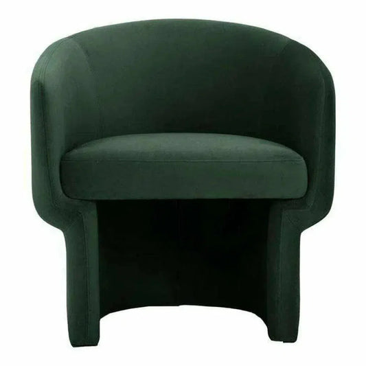 Retro Green Velvet Barrel Accent Armchair - LOOMLAN - Moe's Home - Accent Chairs