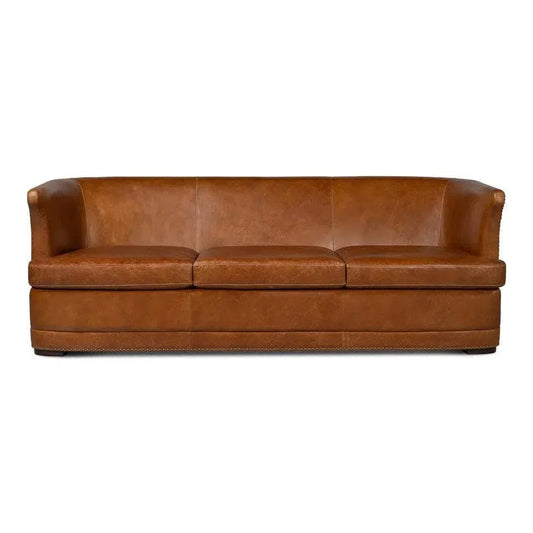 Retro Mcmillan Distilled Leather Sofa - LOOMLAN - Sarreid - Sofas & Loveseats