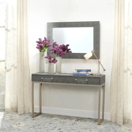 Reversible Grey Faux Shagreen Rectangle Wall Mirror - LOOMLAN - Jamie Young - Wall Mirrors