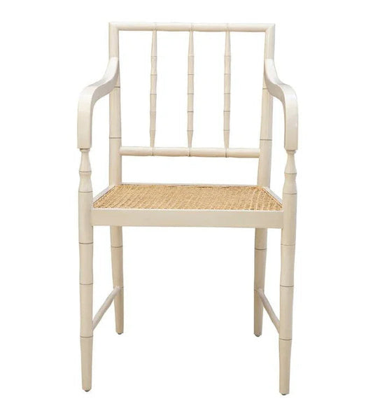 Reynolds Faux Bamboo Framed Cream Arm Chair - LOOMLAN - Furniture Classics - Accent Chairs