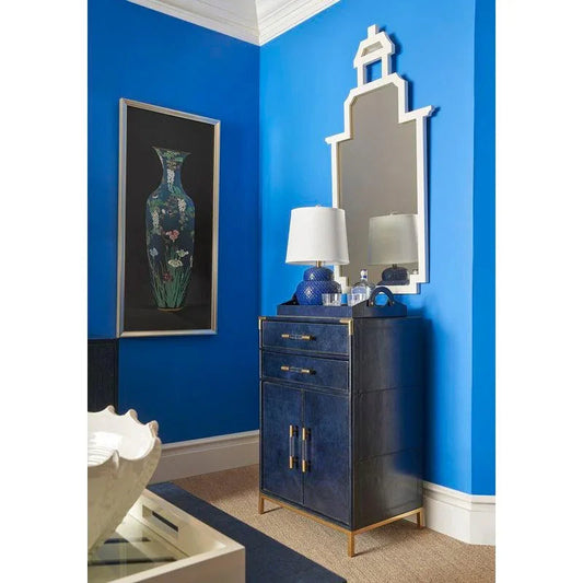 Rich Midnight Blue Leather Tray - LOOMLAN - Trays