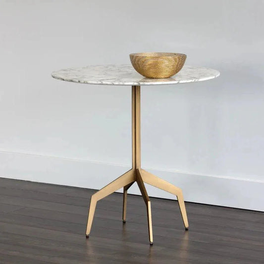 Richart Bistro Table - Marble Look Brass Legs-Dining Tables-SUNPAN-LOOMLAN