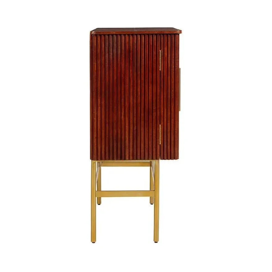 Ricky Leather Strapped Red Bar Cabinet-Home Bar Cabinets-Furniture Classics-LOOMLAN