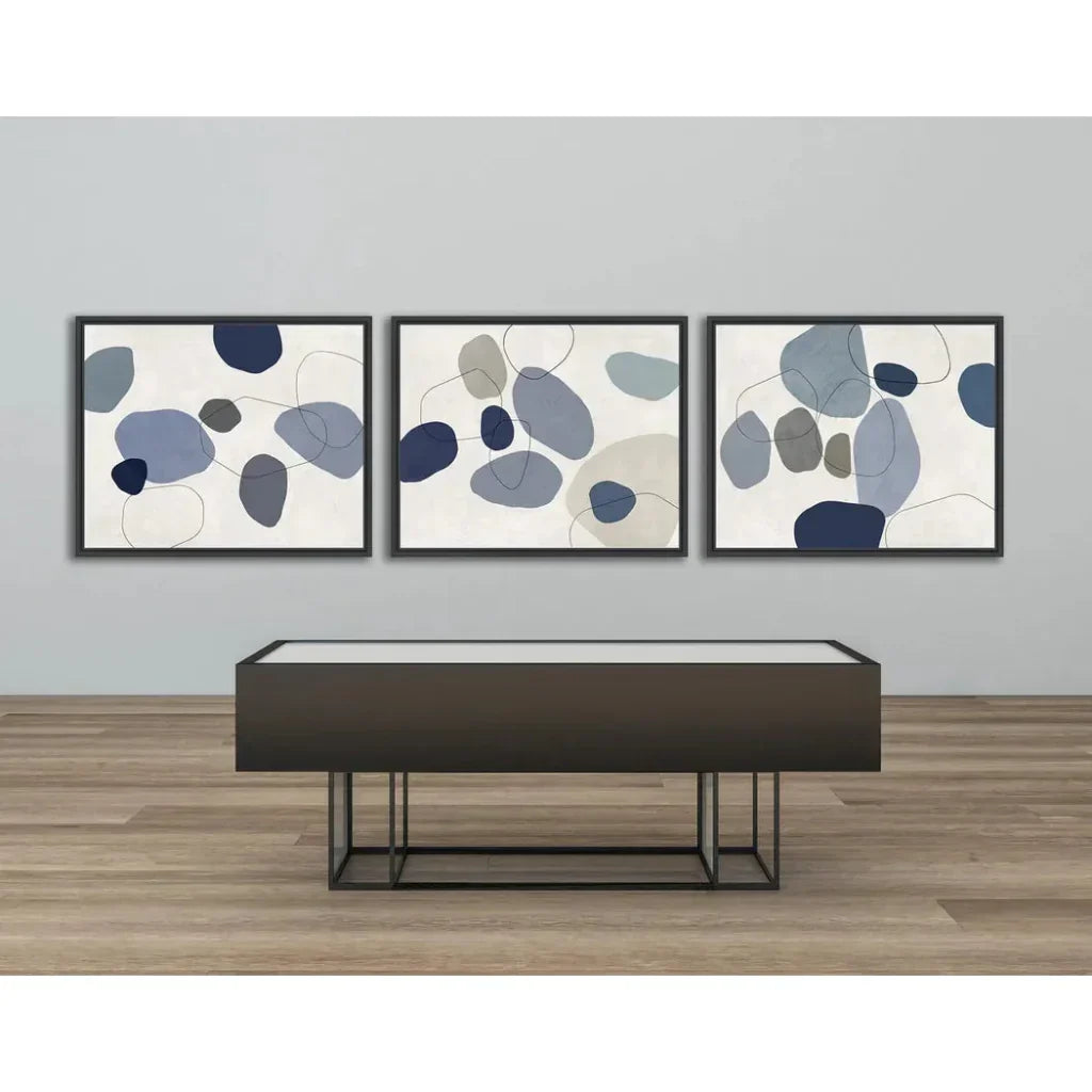 River Stones Blue III Artwork d Canvas Floating - LOOMLAN - LOOMLAN - Canvas Art
