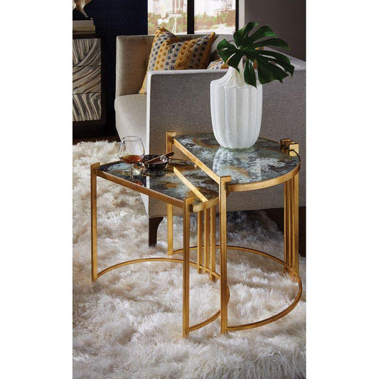 Rockefeller Acid Washed Mirror Top Nested Table (Set of 2) - LOOMLAN - Wildwood - Side Tables