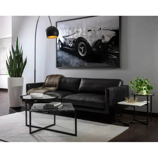 Rogers Leather Black Sofa - LOOMLAN - SUNPAN - Sofas & Loveseats