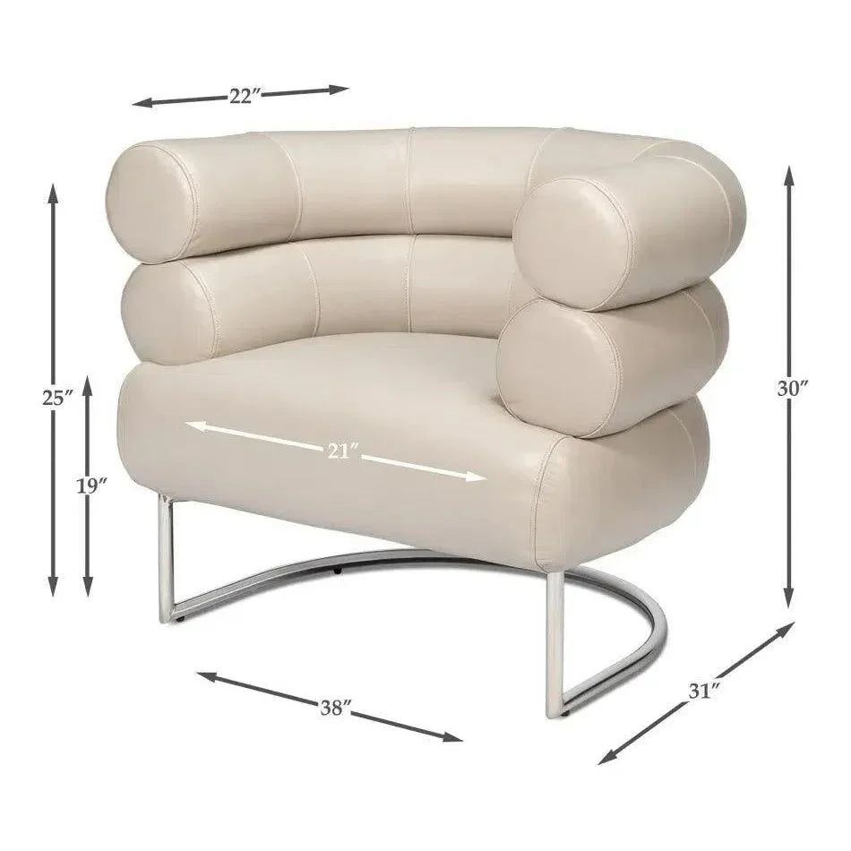 Rondo Steel & Leather White Armless Chair - LOOMLAN - Sarreid - Club Chairs