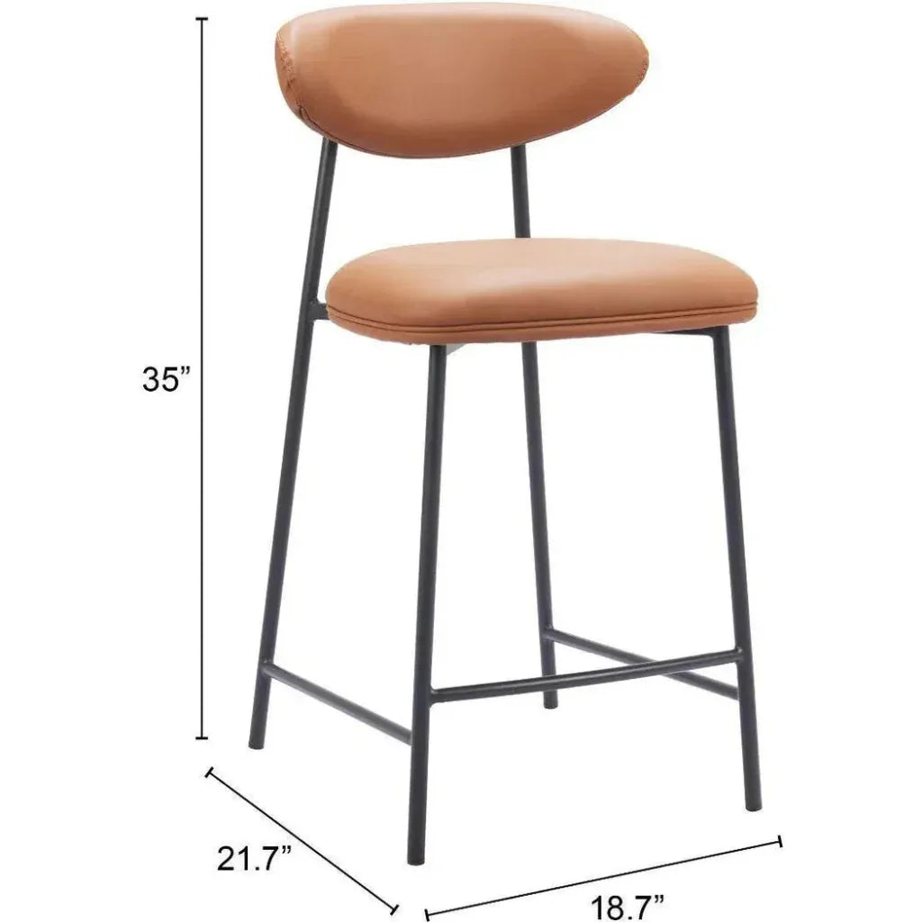 Rorun Wood and Steel Brown Counter Stool 2PC - LOOMLAN - Zuo Modern - Counter Stools