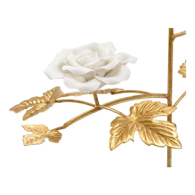 Rose Antique Gold Leaf Stem Sculpture - LOOMLAN - Chelsea House - Statues & Sculptures