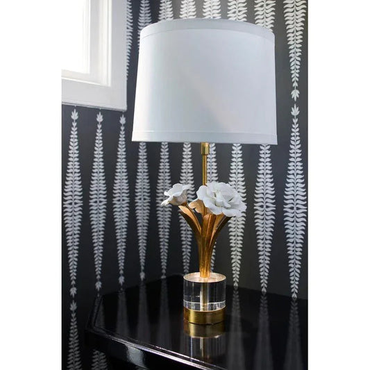 Rose Flowers Design With Tapered Drum Shade Table Lamp - LOOMLAN - Chelsea House - Table Lamps
