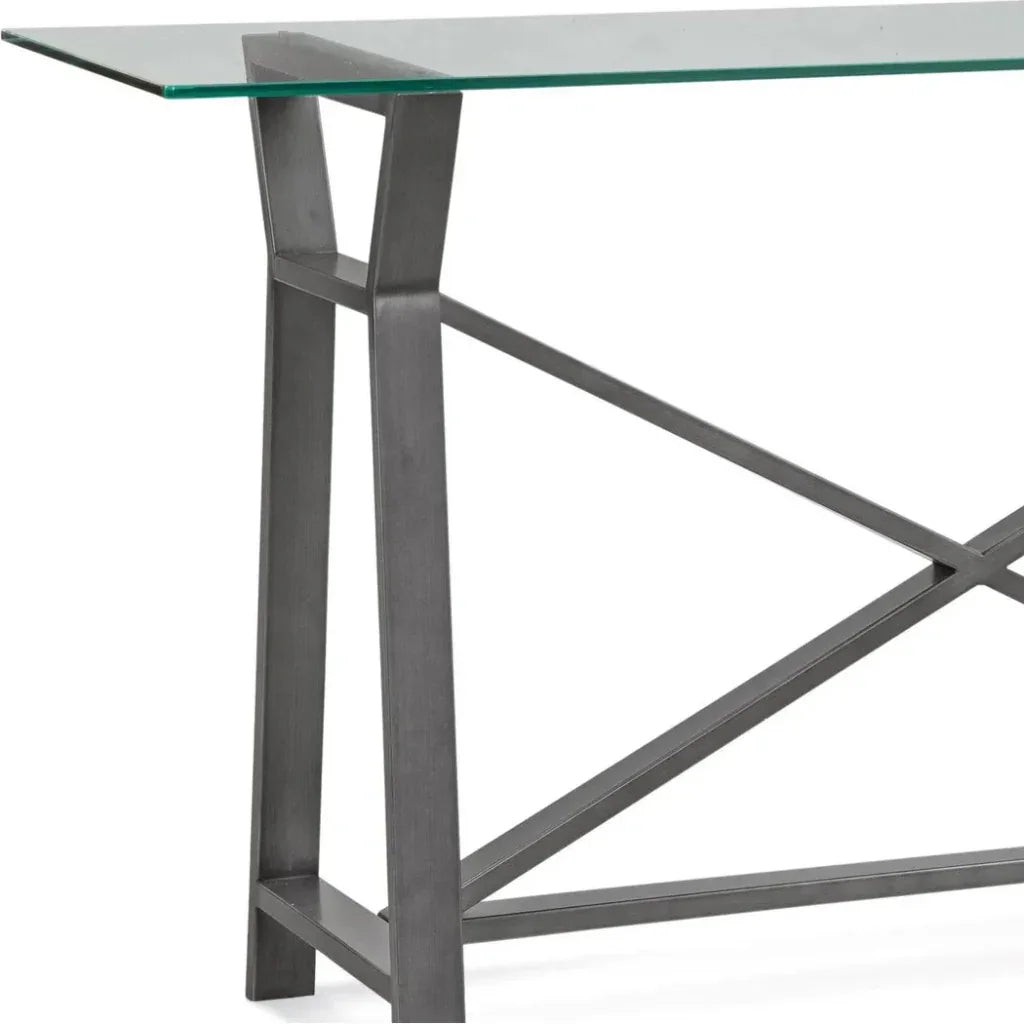 Ross Metal & Glass Grey Sofa Table - LOOMLAN - Bassett Mirror - Console Tables