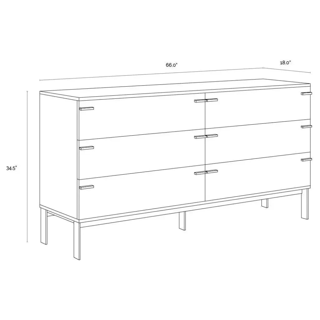 Rosso Dresser Wood Soft Closing Drawers - LOOMLAN - SUNPAN - Dressers