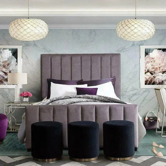 Round Accent Ottoman Black Velvet - LOOMLAN - Diamond Sofa - Ottomans