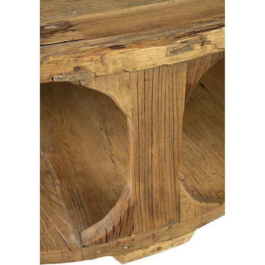 Round Coffee Table With Storage Reclaimed Wood - LOOMLAN - Furniture Classics - Coffee Tables