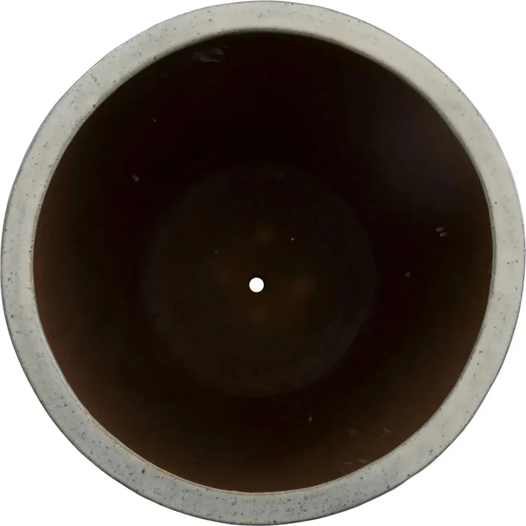 Round Distressed White Ceramic Planter - LOOMLAN - Emissary - Planters