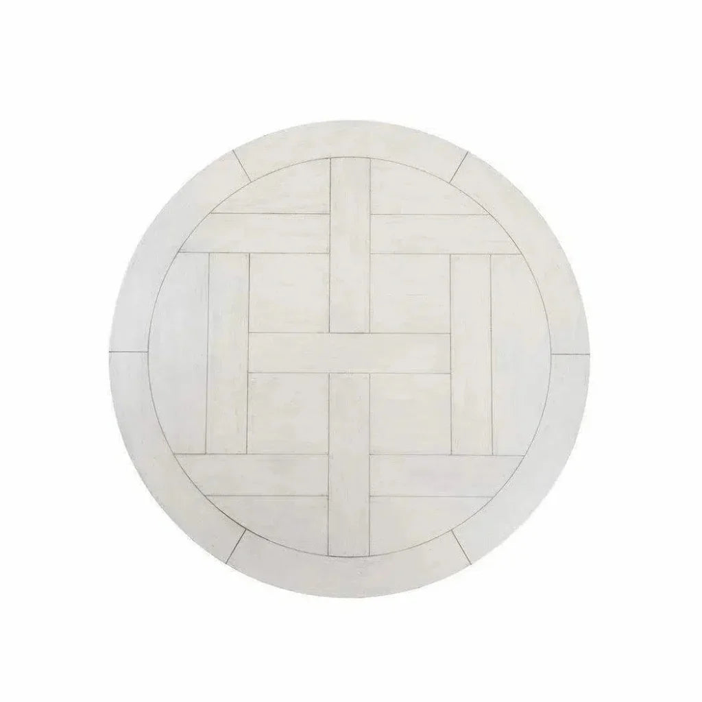 Round Wood Top Antique White Dining Table-Dining Tables-Bassett Mirror-LOOMLAN