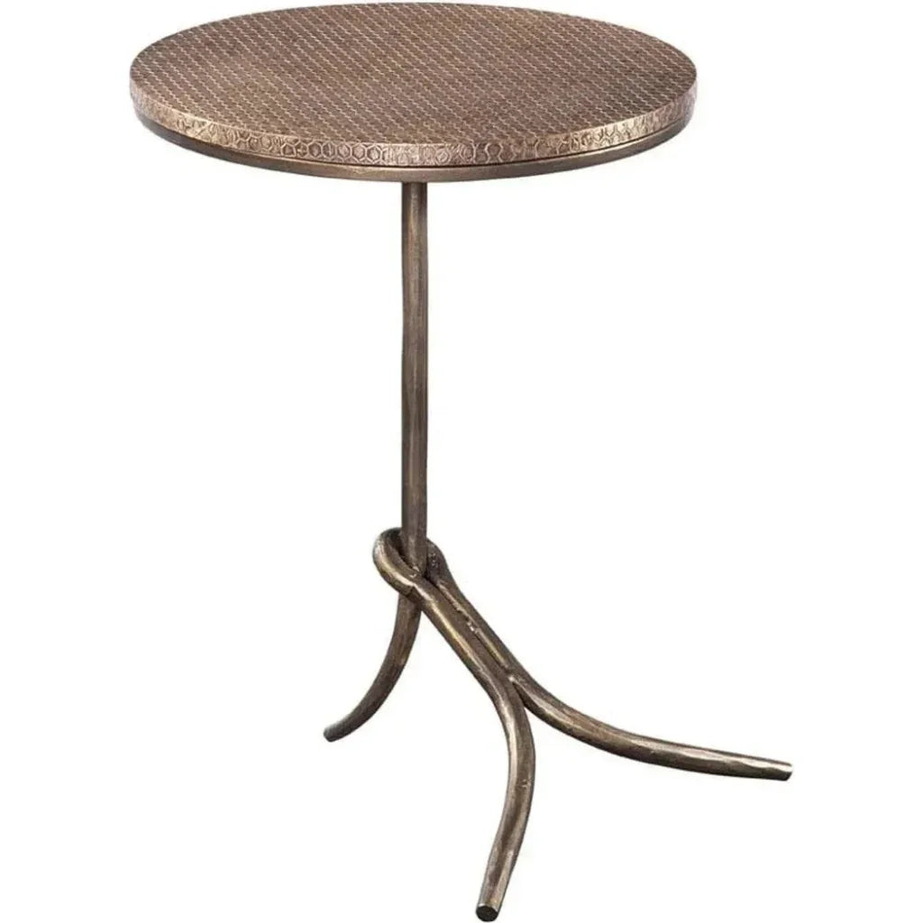 Rowley Iron & Marble Brown Round Accent Table - LOOMLAN - Bassett Mirror - Side Tables