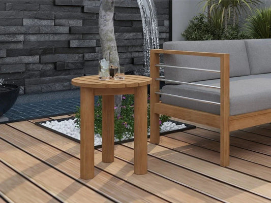 Rudolph Teak Patio Round Side Table - LOOMLAN - HiTeak - Outdoor Side Tables