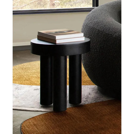 Rune 16" Round End Table in Black Finish - LOOMLAN - Diamond Sofa - Side Tables